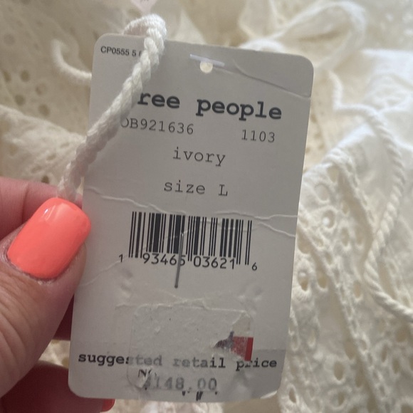 🆕 Women’s Free People Esperanza Eyelet Mini Dress in Ivory. Size Large. NWT - Picture 5 of 12